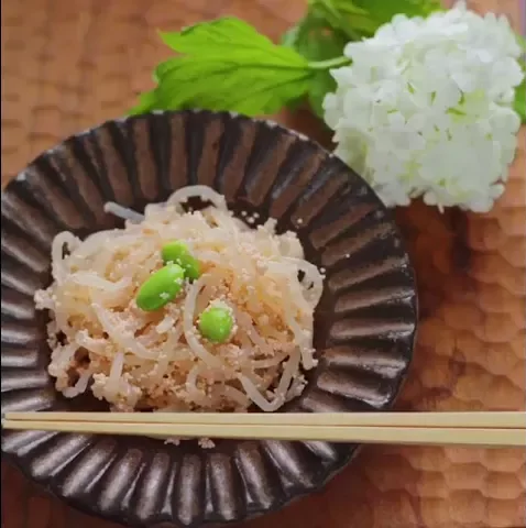 白滝と枝豆のたらこ和え